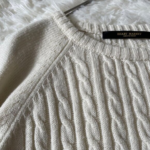 Hearket Cable Knit Sweater M Thin Ivory - Picture 2 of 8